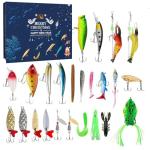 Christmas Fishing Lures Advent Calendar, 24 Days Countdown Gift Set with Tackle Box, Holiday Themed Fishing Gear Assortment for Men, Boys, Teens