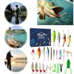 Christmas Fishing Lures Advent Calendar, 24 Days Countdown Gift Set with Tackle Box, Holiday Themed Fishing Gear Assortment for Men, Boys, Teens