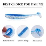 Soft Fishing Lures，90pcs Fishing Soft Plastic Lures and 5pcs Fishhook,Paddle Tail Swimbaits Soft Plastic Lures Kit for Bass Trout Walleye Crappie
