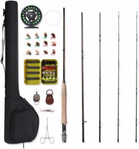 NetAngler Fly Fishing Rod and Reel Combo 4-Piece Fishing Rod 5wt Aluminum Fly Reel 28 Pieces Flies Kit with Free Rod Tip,Backing,and Cloth Carry Bag
