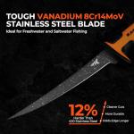 KastKing Ultimate Angler 7" Fillet Knife, Razor Sharp Corrosion-resistant Vanadium Stainless Steel Blade, Fishing Knife Includes Sheath with Sharpener & Line Cutter, EnduraGrip Ergonomic Handle