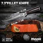 Huusk Filet Knife for Fish - 7 Inch Fish Fillet Knife with Wood Handle, Flexible Boning Knives for Meat Cutting, Professional Japanese Fishing Knives for Meat Poultry Cutting, Christmas Gifts for Men