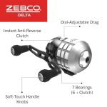Zebco Delta Spincast Fishing Reel, Size 20 Reel, Right or Left-Hand Retrieve, Pre-Spooled with 6-Pound Zebco Fishing Line, Cool Gray (Clam Packaging)