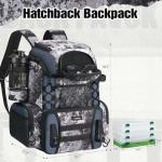 Piscifun Fishing Tackle Backpack with Rod Holders & 4 Tackle Boxes, Waterproof Rain Cover, Bottle Holder, Water-resistant Fishing Bag Store Fishing Gear & Equipment, Veil Camouflage