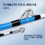 Fiblink Saltwater Fishing Rod Heavy Duty Trolling Rod 2 Piece 6' Conventional Boat Standup Big Game Deep Sea Rod with Roller Guides(50-80lbs)