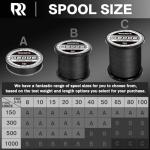 ROCRETA Geode Braided Fishing Line, Super Strong Power Braid Lines for Saltwater and Freshwater Fish 8lb, 150yds，Black