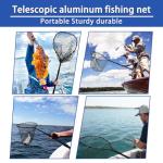 SEASPRO Black Telescoping Fishing Net Aluminum Alloy Rubber Fish Net - Adjustable Length Lightweight Foldable Fishing Gear and Large Fishing Net with Handle Collapsible Extendable Fishing Accessories