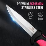 Mossy Oak Fixed Blade Outdoor Knife with Sheath, 4-inch Stainless Steel Drop Point Blade, Outdoor Knives for Hunting, Fishing, Camping (Magenta)