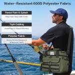 LGAG 30L Large Fishing Tackle Bag, Waterproof Tackle Box Bag for Saltwater & Freshwater Fishing, Gear and Equipment Storage, Padded Shoulder Strap, Gift for Men, Green