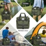 LGAG 30L Large Fishing Tackle Bag, Waterproof Tackle Box Bag for Saltwater & Freshwater Fishing, Gear and Equipment Storage, Padded Shoulder Strap, Gift for Men, Green