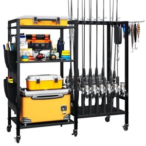 16-Rod Fishing Rod Holder and Tackle Organizer