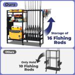 16-Rod Fishing Rod Holder and Tackle Organizer