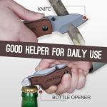 Gifts for Men Him Dad Christmas Stocking Stuffers, Wood Folding Knife, Stocking Stuffers for Men Christmas Birthday, Everyday Carry Knife for Daily Use Camping Hunting Fishing Hiking, EDC Box Cutter