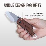 Gifts for Men Him Dad Christmas Stocking Stuffers, Wood Folding Knife, Stocking Stuffers for Men Christmas Birthday, Everyday Carry Knife for Daily Use Camping Hunting Fishing Hiking, EDC Box Cutter