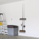 MyGift Fishing Rod Holder, Wall Mounted Burnt Wood Fishing Pole Holders for Garage, Adjustable Vertical Hanging Garage Storage Fisherman Gear Rack Holds 6 Rods, Christmas Gift