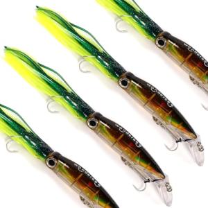 Wondersee Squid Fishing Bait Soft Hard Lures Kit Swimbait Crankbait Jig Simulation Weighted Holographic 4 PCS, Dark Green