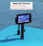 VAZESWIN Aluminum Alloy Fish Finder Mount with C Size 1.5" Ball Rectangle Plate & Round Base, 9.1" Long Arm Marine Electronic Mount Compatible with Garmin, Lowrance, Humminbird, Raymarine and More