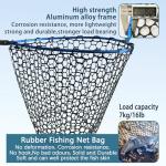 SEASPRO Telescoping Fishing Nets Lightweight Rubber Fish Net Durable with Non-Slip Grip - Freshwater and Saltwater (Blue) Fishpond Large Fish Net