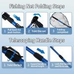 SEASPRO Telescoping Fishing Nets Lightweight Rubber Fish Net Durable with Non-Slip Grip - Freshwater and Saltwater (Blue) Fishpond Large Fish Net