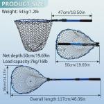SEASPRO Telescoping Fishing Nets Lightweight Rubber Fish Net Durable with Non-Slip Grip - Freshwater and Saltwater (Blue) Fishpond Large Fish Net