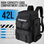 PLUSINNO Fishing Backpack with Rod Holders Tackle Box, 42L Large Water-resistant Fish Tackle Bag Store Fishing Gear