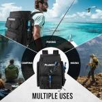 PLUSINNO Fishing Backpack with Rod Holders Tackle Box, 42L Large Water-resistant Fish Tackle Bag Store Fishing Gear