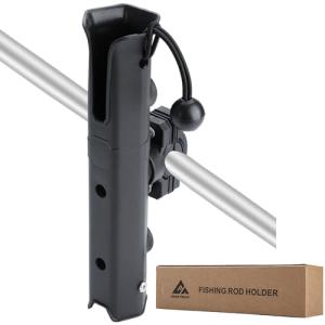 GearTrust Pole Mount Fishing Rod Holder for Bike, Adjustable Fishing Pole Holder for Bike with Mount Clamp, Rod Rack for Bicycle, Boats, Golf Cart, Fishing Chair, ATVS, Carts(Carbon Black)