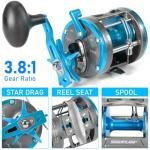 Sougayilang F47 Baitcasting Fishing Reel - Reinforced Metal Body Round Baitcaster for Smooth Powerful Saltwater Inshore Surf Trolling - Conventional Reel for Catfish, Musky, Bass, Pike