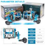 Sougayilang F47 Baitcasting Fishing Reel - Reinforced Metal Body Round Baitcaster for Smooth Powerful Saltwater Inshore Surf Trolling - Conventional Reel for Catfish, Musky, Bass, Pike