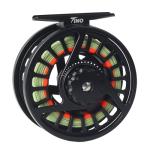 Maxcatch Tino Fly Fishing Reel, Large Arbor All Aluminum with CNC Cutting Trout Fly Reels, 3/4 5/6 7/8wt (Reel with Line Pre-Loaded (Black), 3/4wt)