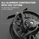 Maxcatch Tino Fly Fishing Reel, Large Arbor All Aluminum with CNC Cutting Trout Fly Reels, 3/4 5/6 7/8wt (Reel with Line Pre-Loaded (Black), 3/4wt)