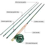 Sougayilang Saltwater Freshwater Fly Fishing Rod with Reel Combo Kit-Green
