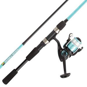 Fishing Rod and Reel Combo - 6ft 2-Piece Breakline Series Spin Cast Spinning Reel and Fiberglass Collapsible Fishing Pole with EVA Handle, Pre-Spooled with 10lb Test Line by Wakeman (Turquoise)
