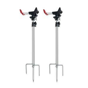 Fishing Rod Holder for Ground 2 Pack,Height Adjustable 57-87cm,360 Degree Adjustable Easy Folder Rod Holder for Ground (Rod Holder -01) (red)