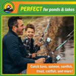 Fishing Rod and Reel Combo - 6ft 2-Piece Breakline Series Spin Cast Spinning Reel and Fiberglass Collapsible Fishing Pole with EVA Handle, Pre-Spooled with 10lb Test Line by Wakeman (Turquoise)