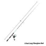 Fishing Rod and Reel Combo - 6ft 2-Piece Breakline Series Spin Cast Spinning Reel and Fiberglass Collapsible Fishing Pole with EVA Handle, Pre-Spooled with 10lb Test Line by Wakeman (Turquoise)