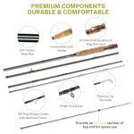 Gonex Fly Fishing Rod and Reel Combo Starter Kit, 8FT 4-Piece Carbon Fiber Rod, Aluminum Reel, 12Pcs Flies, Fishing Line, Scissors, Premium Travel Case, Portable Lightweight, Black Green