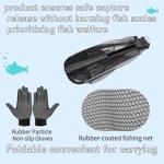 Folding Kayak Fishing Net with Aluminum Alloy Frame Rubber-Coated Nylon Net for Small Fishing Net Fishing Landing Net for Non-Slip Gloves Storage Bag