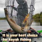 Folding Kayak Fishing Net with Aluminum Alloy Frame Rubber-Coated Nylon Net for Small Fishing Net Fishing Landing Net for Non-Slip Gloves Storage Bag