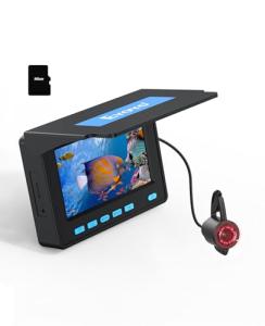 Eyoyo Underwater Fishing Camera, 4.3 Inch Fishing Camera DVR, Portable Fish Finder, 8-Hour Battery, Infrared Lights, Temperature & Depth Detection, 20M Cable for Lake Fishing