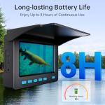 Eyoyo Underwater Fishing Camera, 4.3 Inch Fishing Camera DVR, Portable Fish Finder, 8-Hour Battery, Infrared Lights, Temperature & Depth Detection, 20M Cable for Lake Fishing