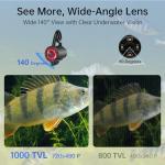 Eyoyo Underwater Fishing Camera, 4.3 Inch Fishing Camera DVR, Portable Fish Finder, 8-Hour Battery, Infrared Lights, Temperature & Depth Detection, 20M Cable for Lake Fishing