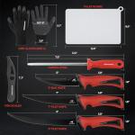 KastKing Intimidator Fillet Knife Set – G4116 German Stainless-Steel Blades, Non-Slip Handle, Includes Folding Fillet Board, Fish Scaler, Rubber-Coated Gloves, Honing Rod, and Durable Storage Bag