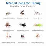 Ansnbo 36 pcs Fly Fishing Flies Kit, Hand Tied Trout Bass Fly Assortment with Fly Box, Dry Wet Nymph Flies Streamers Fly Fishing Lures