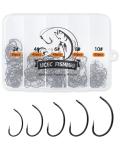 UCEC 220PCS Barbless Fishing Hooks, Carp Hooks Circle Curve Shank Fly Tying Fishing Hook Tackle Kit for Freshwater Saltwater Hair Rig Trout Size: 2# 4# 6# 8# 10#