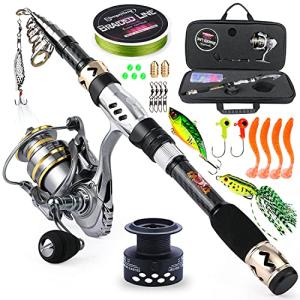 Sougayilang Telescopic Fishing Pole with Spinning Reel Portable Fishing Rod Reel Combos -1.8M/5.89Ft