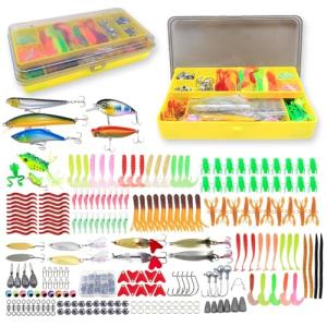 431pcs Fishing Lure Kit for Freshwater Saltwater Bass Trout Salmon – Tackle Box with Spoons, Soft Plastics, Spinnerbaits, Crankbaits, Hooks and Fishing