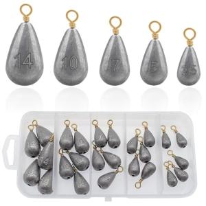 Fishing Weights Sinkers Kit, 25pcs 5 Sizes Bass Casting Drop Shot Weights Lead Fishing Weights for Catfish Saltwater Freshwater