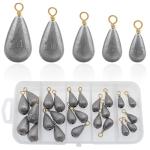 Fishing Weights Sinkers Kit, 25pcs 5 Sizes Bass Casting Drop Shot Weights Lead Fishing Weights for Catfish Saltwater Freshwater