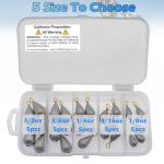 Fishing Weights Sinkers Kit, 25pcs 5 Sizes Bass Casting Drop Shot Weights Lead Fishing Weights for Catfish Saltwater Freshwater